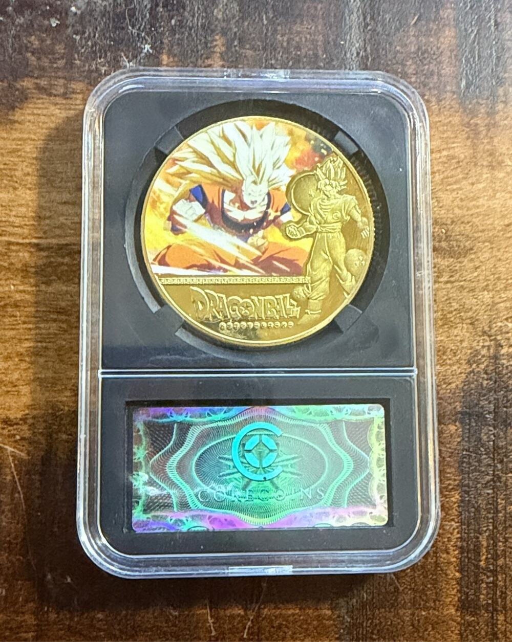 Dragon Ball Z Gold Plated Challenge Coin Goku Slab Case Display